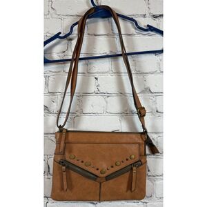 Crossbody Bag Studded Zipper‎ Pocket Faux Leather Purse